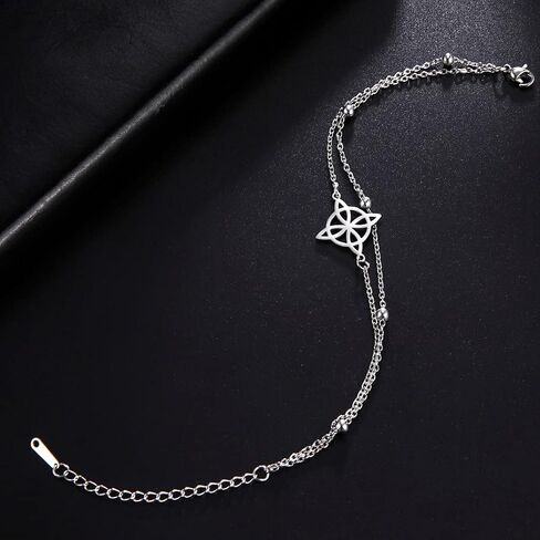 Witches Knot Bracelet For Women Stainless Steel Celtic Knot Wiccan Symbol Layered Bracelet Unique Charm Adjustable Double Layer Bracelet Jewelry Gifts in Saudi Arabia