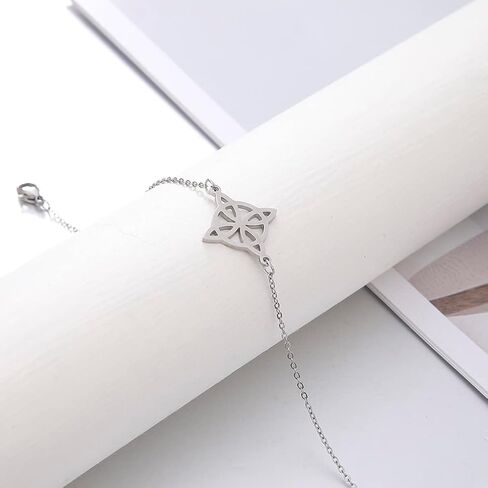 Witches Knot Bracelet For Women Stainless Steel Celtic Knot Wiccan Symbol Layered Bracelet Unique Charm Adjustable Double Layer Bracelet Jewelry Gifts in Saudi Arabia