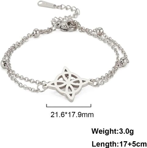 Witches Knot Bracelet For Women Stainless Steel Celtic Knot Wiccan Symbol Layered Bracelet Unique Charm Adjustable Double Layer Bracelet Jewelry Gifts in Saudi Arabia