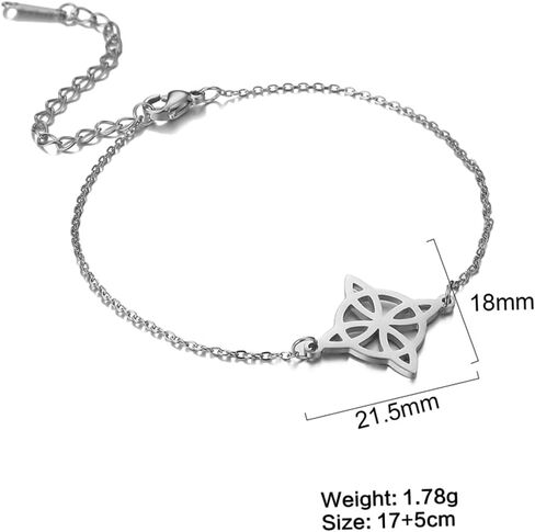 Witches Knot Bracelet For Women Stainless Steel Celtic Knot Wiccan Symbol Layered Bracelet Unique Charm Adjustable Double Layer Bracelet Jewelry Gifts in Saudi Arabia