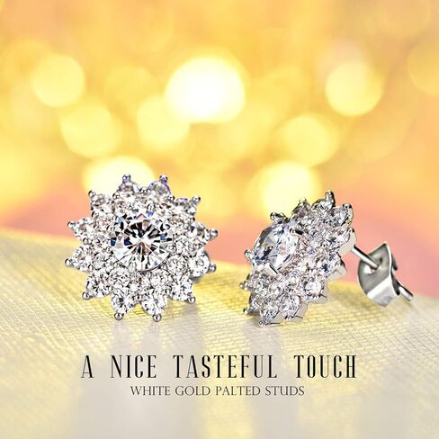 أقراط من روزليند للنساء، أقراط نسائية مرصعة بحجر الزركون المكعبة لا تسبب الحساسية وطلاء الذهب الأبيض in Kuwait