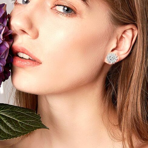 أقراط من روزليند للنساء، أقراط نسائية مرصعة بحجر الزركون المكعبة لا تسبب الحساسية وطلاء الذهب الأبيض in Kuwait