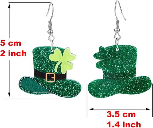 أقراط عيد القديس باتريك للنساء والفتيات، أقراط شامروك المتدلية وقبعة البرسيم الأخضر أقراط متدلية وقبعة الحظ السعيد st. هدية مجوهرات لإكسسوارات يوم باتريك in Kuwait