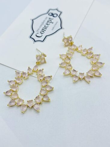 Gold plated tear drop cubic zirconia earrings with 925 silver post in Saudi Arabia