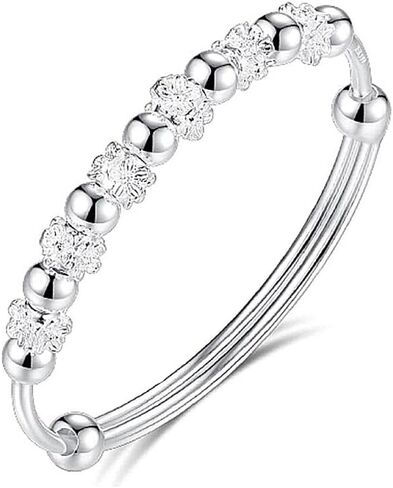 LMCIEZR Sterling Silver Bangle Bracelets for Women,Fashion Jewelry Simple Adjustable 925 Silver Cuff Bangles Fashion Jewelry Simple Adjustable 925 Silver Cuff Bangles, no gemstone in Kuwait