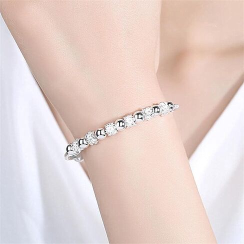 LMCIEZR Sterling Silver Bangle Bracelets for Women,Fashion Jewelry Simple Adjustable 925 Silver Cuff Bangles Fashion Jewelry Simple Adjustable 925 Silver Cuff Bangles, no gemstone in Kuwait