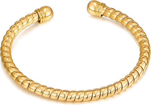 تي او ان ال يو واي اي اكس سوار ذهبي مفتوح للنساء، سوار حلقي بتصميم بسيط ملتوي ورفيع in Kuwait