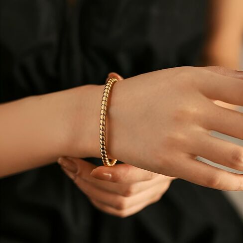 تي او ان ال يو واي اي اكس سوار ذهبي مفتوح للنساء، سوار حلقي بتصميم بسيط ملتوي ورفيع in Kuwait