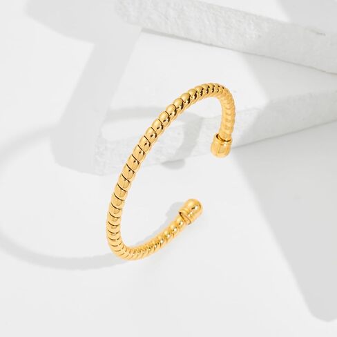 تي او ان ال يو واي اي اكس سوار ذهبي مفتوح للنساء، سوار حلقي بتصميم بسيط ملتوي ورفيع in Kuwait
