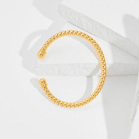 تي او ان ال يو واي اي اكس سوار ذهبي مفتوح للنساء، سوار حلقي بتصميم بسيط ملتوي ورفيع in Kuwait