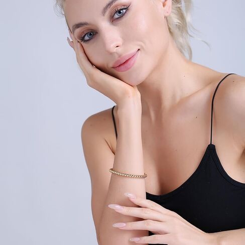 تي او ان ال يو واي اي اكس سوار ذهبي مفتوح للنساء، سوار حلقي بتصميم بسيط ملتوي ورفيع in Kuwait