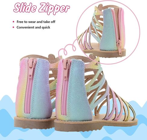 صنادل Vonair Girls Strappy Gladiator للصيف مع صنادل مريحة بسحاب للكاحل in Kuwait