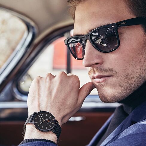 Men's Watches Brown Leather with Date,Casual Watches for Men,Large Face Watches Men,Sport Waterproof Business Dress Analog Quartz Men's Wrist Watches Reloj De Hombre… in Saudi Arabia