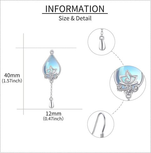 Lotus Moonstone Earrings Sterling Silver Lotus Flower Earrings Moonstone Lotus Jewelry Gifts for Women Girls in Saudi Arabia