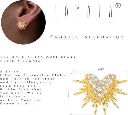 أقراط LOYATA سبايك ذهبية Huggie Hoop الماس مكعب زركونيا 14K مطلية بالذهب أنيقة صغيرة بسيطة لا تسبب الحساسية مجوهرات هندسية هدية للنساء in Kuwait