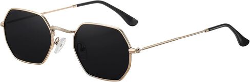 Small Octagonal Polarized Sunglasses for Women Men Classic Retro Metal Frame Polygon Sun Glasses UV400 Protection in Saudi Arabia