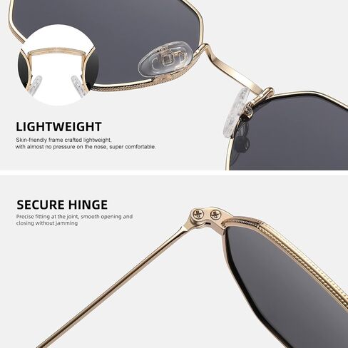 Small Octagonal Polarized Sunglasses for Women Men Classic Retro Metal Frame Polygon Sun Glasses UV400 Protection in Saudi Arabia