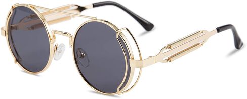 Karsaer Steampunk Sunglasses Hippie Glasses Retro Round Metal Frame Women Men in Saudi Arabia
