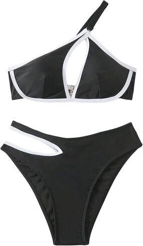 SOLY HUX Women's Two Piece Swimsuit Cut Out Asymmetrical Neck Bikini Sets Bathing Suits in Saudi Arabia