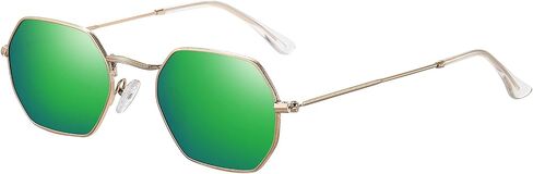 Small Octagonal Polarized Sunglasses for Women Men Classic Retro Metal Frame Polygon Sun Glasses UV400 Protection in Saudi Arabia