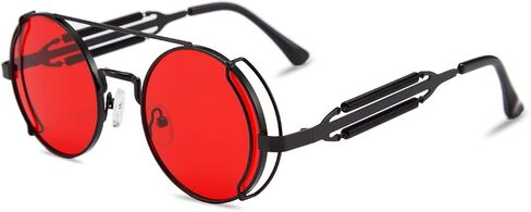 Karsaer Steampunk Sunglasses Hippie Glasses Retro Round Metal Frame Women Men in Saudi Arabia