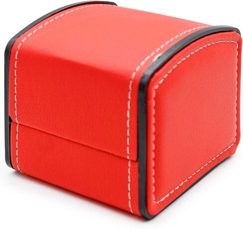 Watch Box Holder Organizer, PU Leather Travel Jewelry Bracelet Storage Gift Case Single Grid, Red in Saudi Arabia