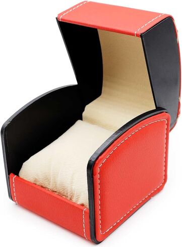 Watch Box Holder Organizer, PU Leather Travel Jewelry Bracelet Storage Gift Case Single Grid, Red in Saudi Arabia