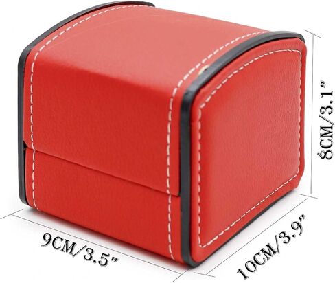Watch Box Holder Organizer, PU Leather Travel Jewelry Bracelet Storage Gift Case Single Grid, Red in Saudi Arabia
