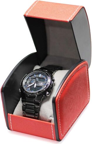Watch Box Holder Organizer, PU Leather Travel Jewelry Bracelet Storage Gift Case Single Grid, Red in Saudi Arabia