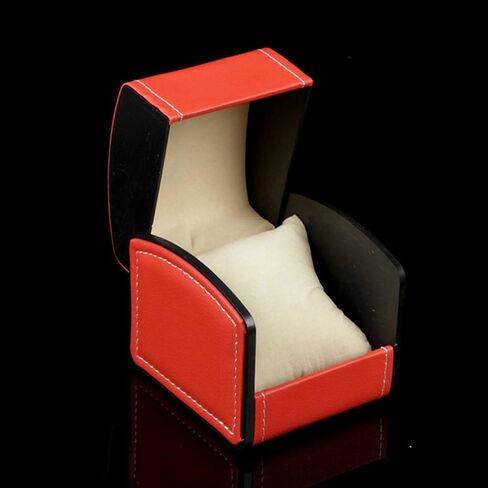 Watch Box Holder Organizer, PU Leather Travel Jewelry Bracelet Storage Gift Case Single Grid, Red in Saudi Arabia