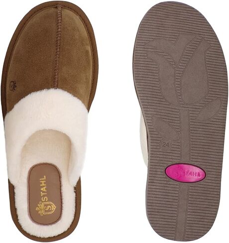 شبشب نسائي مريح من جلد البقر الأصلي من STAHL مصنوع من إسفنج عالي الكثافة ومضاد للانزلاق مع بطانة دافئة من القطيفة للاستخدام في الأماكن المغلقة/الخارجية 804 in Kuwait