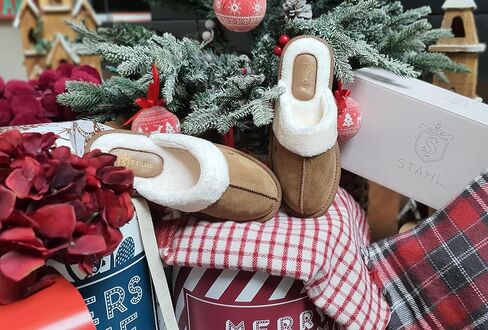 شبشب نسائي مريح من جلد البقر الأصلي من STAHL مصنوع من إسفنج عالي الكثافة ومضاد للانزلاق مع بطانة دافئة من القطيفة للاستخدام في الأماكن المغلقة/الخارجية 804 in Kuwait