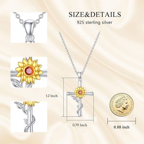 CEKAMA Christmas Jewelry Gifts 925 Sterling Silver Cross Necklace for Women Beautifully Rose Flower/Sunflower/Infinity/Stethoscope Cross Pendant Necklaces with 18+2 Inches Chain in Saudi Arabia