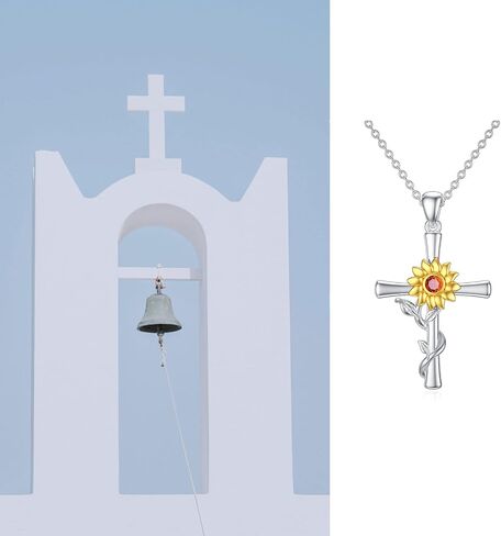 CEKAMA Christmas Jewelry Gifts 925 Sterling Silver Cross Necklace for Women Beautifully Rose Flower/Sunflower/Infinity/Stethoscope Cross Pendant Necklaces with 18+2 Inches Chain in Saudi Arabia