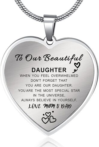 YOTHIWAD Daughter Necklace From Mom Dad, To My Daughter Necklace,Inspiration Heart Pendant Necklace Birthday Graduation Christmas Gifts from Mom Dad in Saudi Arabia