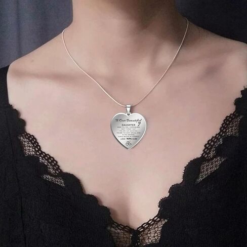 YOTHIWAD Daughter Necklace From Mom Dad, To My Daughter Necklace,Inspiration Heart Pendant Necklace Birthday Graduation Christmas Gifts from Mom Dad in Saudi Arabia