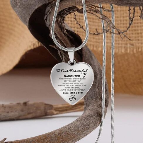 YOTHIWAD Daughter Necklace From Mom Dad, To My Daughter Necklace,Inspiration Heart Pendant Necklace Birthday Graduation Christmas Gifts from Mom Dad in Saudi Arabia
