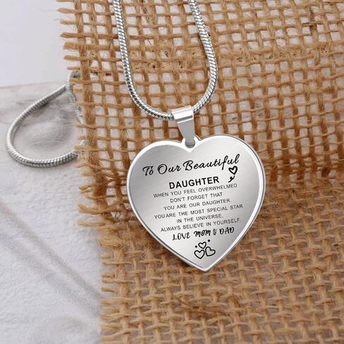 YOTHIWAD Daughter Necklace From Mom Dad, To My Daughter Necklace,Inspiration Heart Pendant Necklace Birthday Graduation Christmas Gifts from Mom Dad in Saudi Arabia