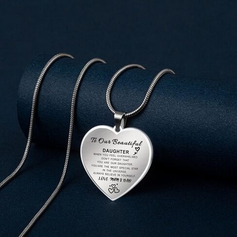 YOTHIWAD Daughter Necklace From Mom Dad, To My Daughter Necklace,Inspiration Heart Pendant Necklace Birthday Graduation Christmas Gifts from Mom Dad in Saudi Arabia