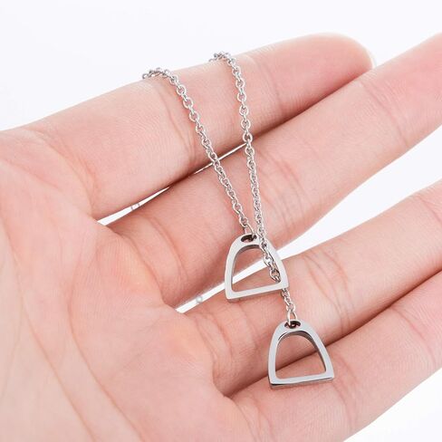 Stainless Steel Double Horseshoe Pendant Necklace Simple Horse Stirrup Jewelry for Women Girls Gift in Saudi Arabia