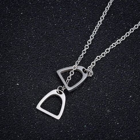 Stainless Steel Double Horseshoe Pendant Necklace Simple Horse Stirrup Jewelry for Women Girls Gift in Saudi Arabia