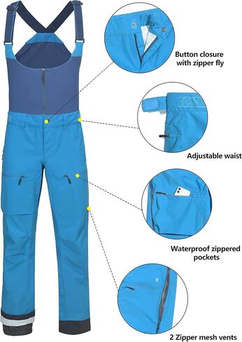 Little Donkey Andy Men's Waterproof Snow Ski Bib Pants Winter Snowboarding Overalls Ripstop Snowpants for Fishing Outdoor in Saudi Arabia