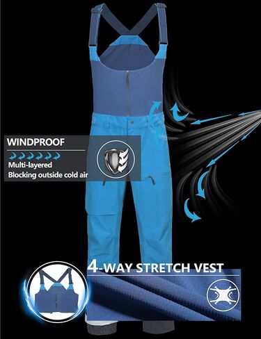 Little Donkey Andy Men's Waterproof Snow Ski Bib Pants Winter Snowboarding Overalls Ripstop Snowpants for Fishing Outdoor in Saudi Arabia