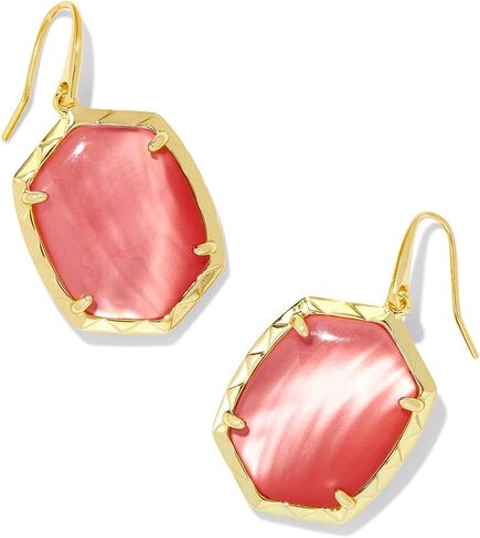 Kendra Scott Womens Daphne Drop Earrings Gold Coral Pink Mother Of Pearl One size in Saudi Arabia