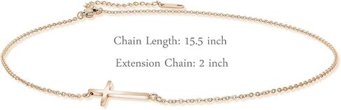 MOMOL 18K Gold Plated Stainless Steel Cross Choker Necklace Minimalist Sideways Cross Necklace Christian Religious Chain Necklace for Women Girls in Saudi Arabia