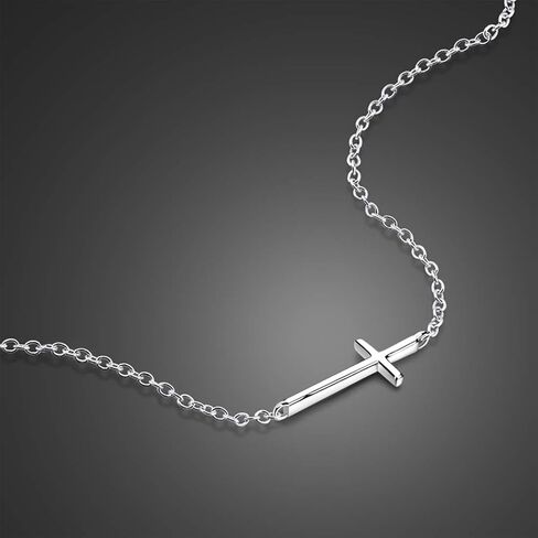 MOMOL 18K Gold Plated Stainless Steel Cross Choker Necklace Minimalist Sideways Cross Necklace Christian Religious Chain Necklace for Women Girls in Saudi Arabia