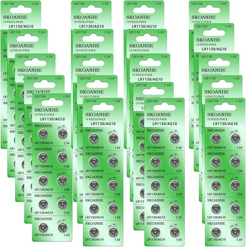 SKOANBE 200 قطعة AG10 LR1130 389 1.5 فولت زر خلية البطارية in Kuwait
