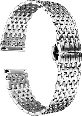 BINLUN شبكة رقيقة للغاية من الفولاذ المقاوم للصدأ حزام ساعة خفيف حزام ساعة مصقول أساور بديلة 20 مم للرجال والنساء مع مشبك فراشة in Kuwait