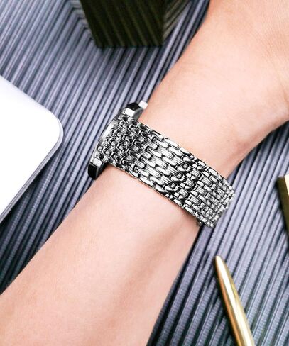 BINLUN شبكة رقيقة للغاية من الفولاذ المقاوم للصدأ حزام ساعة خفيف حزام ساعة مصقول أساور بديلة 20 مم للرجال والنساء مع مشبك فراشة in Kuwait