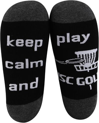 MBMSO Disc Golfing Socks 2 Pairs Keep Calm and Play Disc Golf Socks for Disc Golf Lover Player Fans Funny Disc Golf Gift in Saudi Arabia
